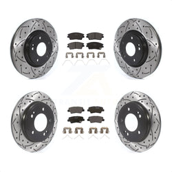 Front Rear Coated Drilled Slotted Disc Brake Rotors And Ceramic Pads Kit For 2017-2020 Hyundai Elantra 1.6L KDT-100684
