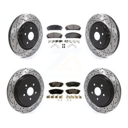 Front Rear Coated Drilled Slotted Disc Brake Rotors And Ceramic Pads Kit For Lexus RX350 RX450h RX350L RX450hL KDT-100688