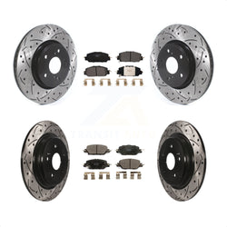 Front Rear Coated Drilled Slotted Disc Brake Rotors And Ceramic Pads Kit For Honda CR-V KDT-100693