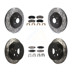 Front Rear Coated Drilled Slotted Disc Brake Rotors And Ceramic Pads Kit For Subaru Crosstrek Impreza KDT-100694