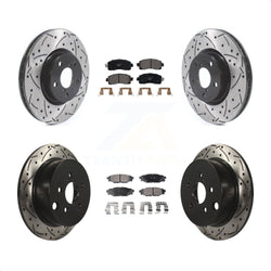 Front Rear Coated Drilled Slotted Disc Brake Rotors And Ceramic Pads Kit For 2017-2021 Subaru Impreza With 276mm Diameter Rotor KDT-100696