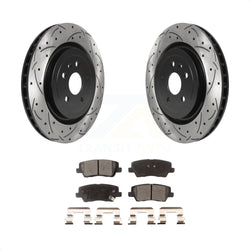 Rear Coated Drilled Slotted Disc Brake Rotors And Ceramic Pads Kit For 2015 Cadillac CTS 6.2L KDT-100699