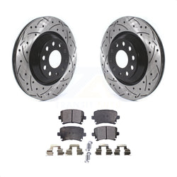 Rear Coated Drilled Slotted Disc Brake Rotors And Ceramic Pads Kit For Volkswagen CC Passat GTI Golf R R32 Audi TTS Quattro KDT-100700