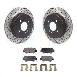 Rear Coated Drilled Slotted Disc Brake Rotors And Ceramic Pads Kit For 2011 Hyundai Accent KDT-100704