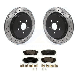 Rear Coated Drilled Slotted Disc Brake Rotors And Ceramic Pads Kit For Lexus RX350 RX450h RX350L RX450hL KDT-100708