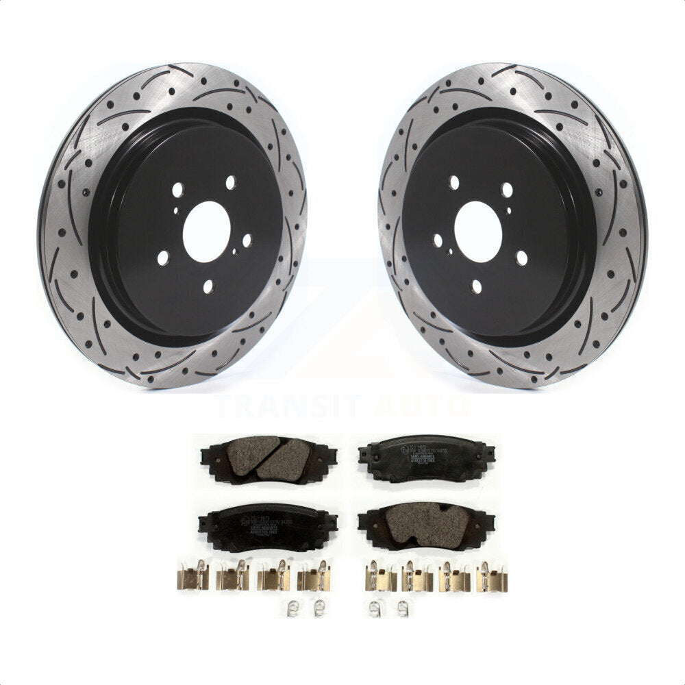 Rear Coated Drilled Slotted Disc Brake Rotors And Ceramic Pads Kit For Lexus RX350 RX450h RX350L RX450hL KDT-100708 by Transit Auto