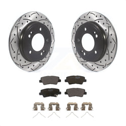 Rear Coated Drilled Slotted Disc Brake Rotors And Ceramic Pads Kit For Hyundai Elantra Kia Niro Ioniq KDT-100711