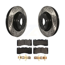 Front Coated Drilled Slotted Disc Brake Rotors And Ceramic Pads Kit For 2015 Ford Mustang V6 With Brembo Brakes KDT-100723