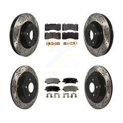 Front Rear Coated Drilled Slotted Disc Brake Rotors And Ceramic Pads Kit For 2015 Ford Mustang V6 With Brembo Brakes KDT-100734