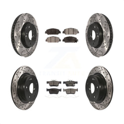 Front Rear Coated Drilled Slotted Disc Brake Rotors And Ceramic Pads Kit For Honda Accord KDT-100739