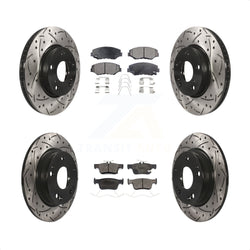 Front Rear Coated Drilled Slotted Disc Brake Rotors And Ceramic Pads Kit For Honda Civic KDT-100742