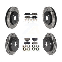 Front Rear Coated Drilled Slotted Disc Brake Rotors And Ceramic Pads Kit For Toyota Camry KDT-100745