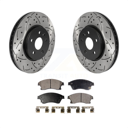 Front Coated Drilled Slotted Disc Brake Rotors And Ceramic Pads Kit For Chevrolet Buick Encore Trax Sonic KDT-100758 by Transit Auto