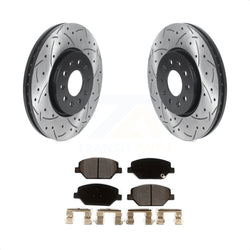 Front Coated Drilled Slotted Disc Brake Rotors And Ceramic Pads Kit For Chevrolet Equinox GMC Terrain Buick Envision LaCrosse Regal Sportback TourX KDT-100760
