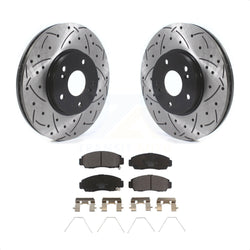 Front Coated Drilled Slotted Disc Brake Rotors And Ceramic Pads Kit For Honda Accord Acura TSX KDT-100766