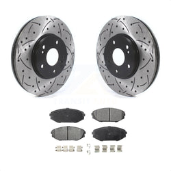 Front Coated Drilled Slotted Disc Brake Rotors And Ceramic Pads Kit For Honda Odyssey Acura MDX KDT-100768