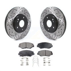 Front Coated Drilled Slotted Disc Brake Rotors And Ceramic Pads Kit For Honda Pilot Accord KDT-100770