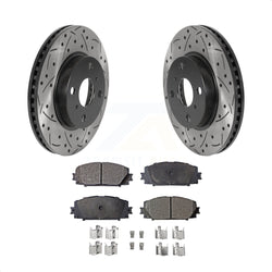 Front Coated Drilled Slotted Disc Brake Rotors And Ceramic Pads Kit For Toyota Yaris Prius C Scion iQ KDT-100780