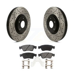 Front Coated Drilled Slotted Disc Brake Rotors And Ceramic Pads Kit For INFINITI G37 G35 Q60 KDT-100782