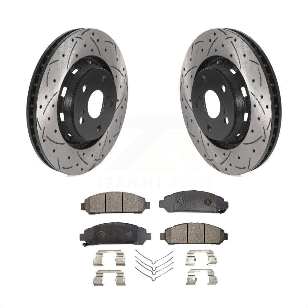 Front Coated Drilled Slotted Disc Brake Rotors And Ceramic Pads Kit For 2009-2016 Toyota Venza KDT-100789 by Transit Auto