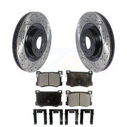 Front Coated Drilled Slotted Disc Brake Rotors And Ceramic Pads Kit For Hyundai Genesis G80 Kia K900 3.8L KDT-100791