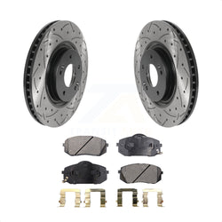 Front Coated Drilled Slotted Disc Brake Rotors And Ceramic Pads Kit For Hyundai Tucson Sonata Kia Cadenza KDT-100792
