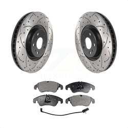 Front Coated Drilled Slotted Disc Brake Rotors And Ceramic Pads Kit For Audi A6 KDT-100797