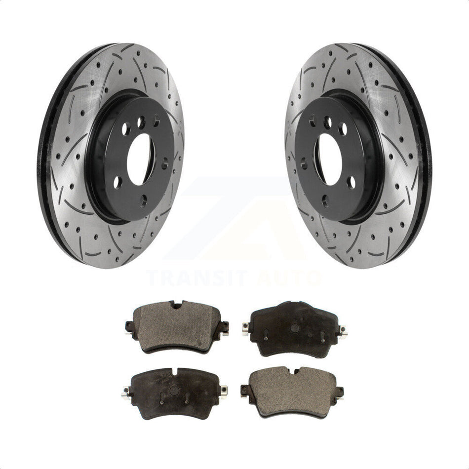 Front Coated Drilled Slotted Disc Brake Rotors And Ceramic Pads Kit For Mini Cooper Clubman KDT-100804 by Transit Auto