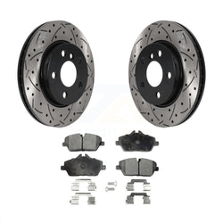 Front Coated Drilled Slotted Disc Brake Rotors And Ceramic Pads Kit For Mini Cooper KDT-100806
