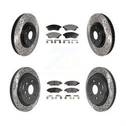Front Rear Coated Drilled Slotted Disc Brake Rotors And Ceramic Pads Kit For Cadillac SRX Saab 9-4X KDT-100808