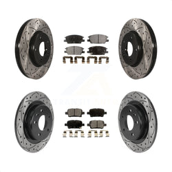 Front Rear Coated Drilled Slotted Disc Brake Rotors And Ceramic Pads Kit For Chevrolet Equinox Malibu GMC Terrain Buick LaCrosse KDT-100811