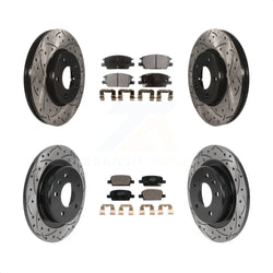 Front Rear Coated Drilled Slotted Disc Brake Rotors And Ceramic Pads Kit For 2016-2020 Chevrolet Malibu With Manual Parking KDT-100812