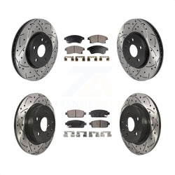 Front Rear Coated Drilled Slotted Disc Brake Rotors And Ceramic Pads Kit For Chevrolet Buick Encore Trax Sonic KDT-100813