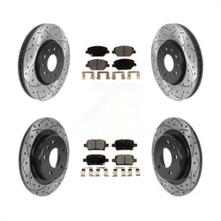 Front Rear Coated Drilled Slotted Disc Brake Rotors And Ceramic Pads Kit For Chevrolet Equinox GMC Terrain Buick LaCrosse KDT-100815