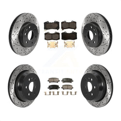 Front Rear Coated Drilled Slotted Disc Brake Rotors And Ceramic Pads Kit For 2015-2020 Chevrolet Colorado GMC Canyon KDT-100819