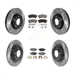 Front Rear Coated Drilled Slotted Disc Brake Rotors And Ceramic Pads Kit For Ford Fusion Mazda 6 Lincoln MKZ Mercury Milan Zephyr KDT-100821
