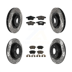 Front Rear Coated Drilled Slotted Disc Brake Rotors And Ceramic Pads Kit For 2014-2020 Fiat 500L KDT-100825