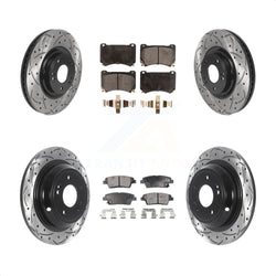 Front Rear Coated Drilled Slotted Disc Brake Rotors And Ceramic Pads Kit For Hyundai Genesis KDT-100859