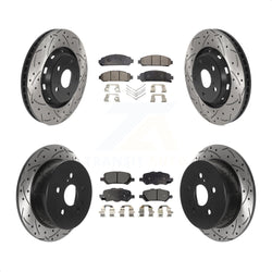 Front Rear Coated Drilled Slotted Disc Brake Rotors And Ceramic Pads Kit For 2009-2016 Toyota Venza KDT-100864