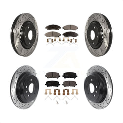 Front Rear Coated Drilled Slotted Disc Brake Rotors And Ceramic Pads Kit For Honda Pilot Ridgeline KDT-100890