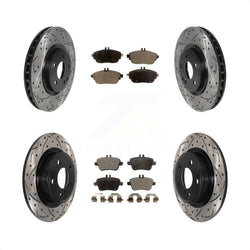 Front Rear Coated Drilled Slotted Disc Brake Rotors And Ceramic Pads Kit For Mercedes-Benz GLA250 CLA250 INFINITI QX30 KDT-100891