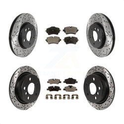 Front Rear Coated Drilled Slotted Disc Brake Rotors And Ceramic Pads Kit For Mini Cooper KDT-100893