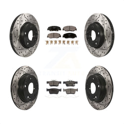 Front Rear Coated Drilled Slotted Disc Brake Rotors And Ceramic Pads Kit For 2019-2022 Honda Insight KDT-100900