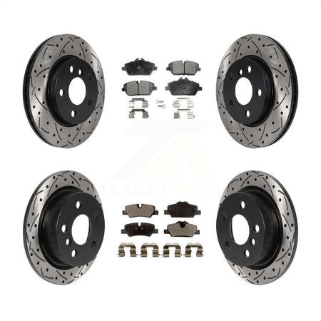 Front Rear Coated Drilled Slotted Disc Brake Rotors And Ceramic Pads Kit For Mini Cooper KDT-100901 by Transit Auto