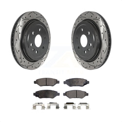 Rear Coated Drilled Slotted Disc Brake Rotors And Ceramic Pads Kit For Cadillac SRX Saab 9-4X KDT-100903