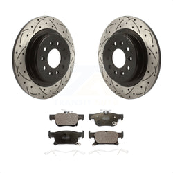 Rear Coated Drilled Slotted Disc Brake Rotors And Ceramic Pads Kit For 2016-2018 Buick Envision With 315mm Diameter Rotor KDT-100910