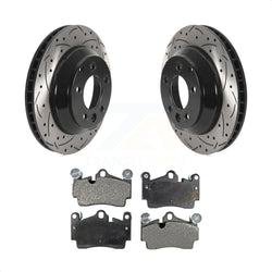 Rear Coated Drilled Slotted Disc Brake Rotors And Ceramic Pads Kit For Audi Q7 Porsche Cayenne Volkswagen Touareg KDT-100924