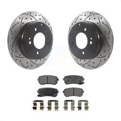 Rear Coated Drilled Slotted Disc Brake Rotors And Ceramic Pads Kit For Hyundai Sonata Tucson Kia Cadenza KDT-100927