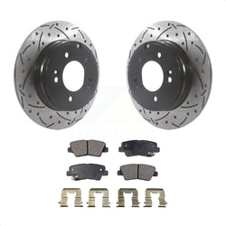 Rear Coated Drilled Slotted Disc Brake Rotors And Ceramic Pads Kit For Hyundai Sonata Kia Optima Azera KDT-100928