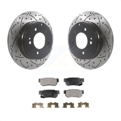 Rear Coated Drilled Slotted Disc Brake Rotors And Ceramic Pads Kit For Hyundai Sonata 3.3L KDT-100930